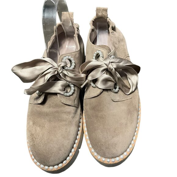 Kennel & Schmenger Suede  Pearl Studded  Tie Loafer Made In Germany Sz 6 1/2 - Picture 5 of 8